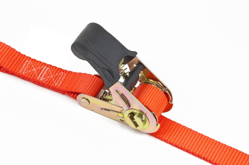 PowerTye - Endless Ratchet Strap - 1in x 7ft Easy Grip (Hookless), Tie Down Strap w/ 400 lb. Working Load Limit / 1,200 lb. Break Strength, Ideal for Motorcycle, ATV, Bike, & Coolers, Orange 2-Pack - Image 2